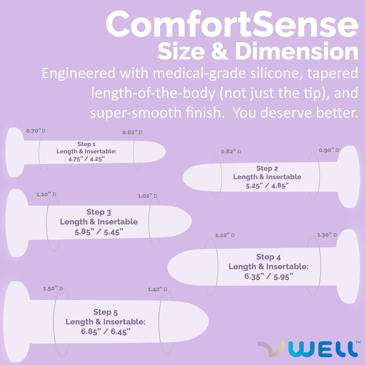 Silicone Pelvic Floor Muscle Dilator Exerciser Trainer Set by VWELL (Complete 5 Kit System)