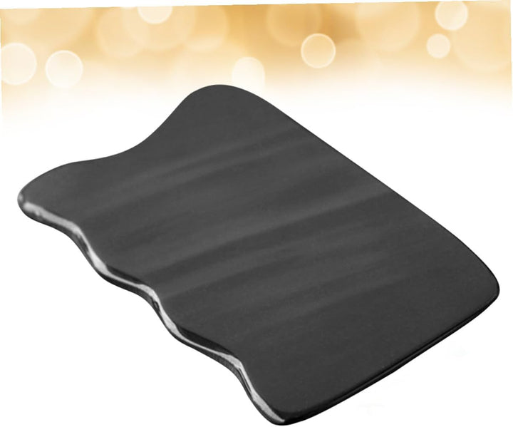 Natural Horn Gua Sha Massager Board for Face Neck and Back Smooth Comfortable Scrapping Tool Multi-Functional Black Wave-Shaped Scraping Plate Cattle Horn Material Skin-Friendly
