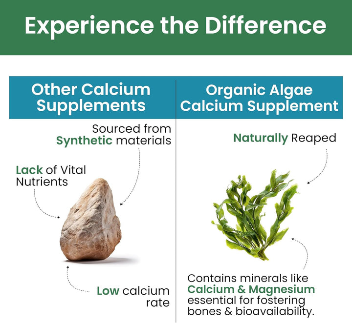 Pure Nutrition Cal D - Plant Based Calcium with VIT D3 K2 & Magnesium | 120 Tabs | 500Mg Vegan Calcium per Serving | Supplement for Bone Health