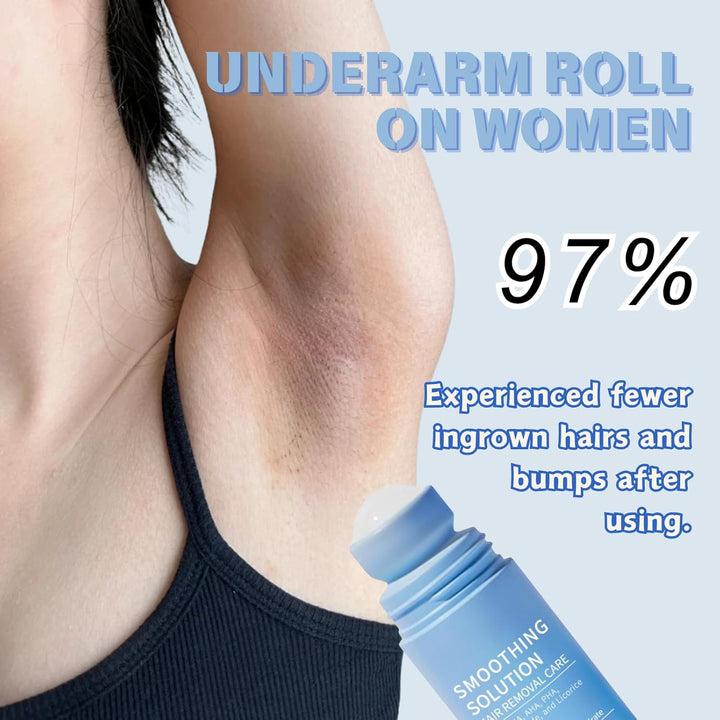 2Pcs Razor Bump Smoothing Solution Ingrown Hair Treatment with BHA AHA - High Roller Ingrown Tonic for Underarms Abdomen - Ingrown Hair Serum for Men & Women - Roller Ball Applicator for Tend Skin