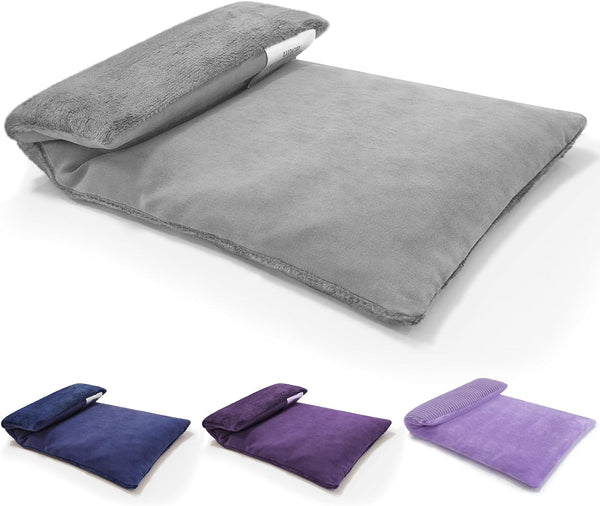 Wheat Bags Microwavable with Washable Cover | Microwave Heat Pad for Back Pain Relief 32×17 CM | Heat Pads for Muscle Cramps Menstrual Joints Relief(Grey)