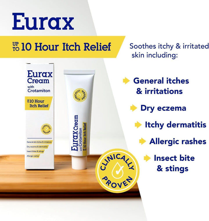 Itch Relief Cream, Hydrating Relief from Itchy & Irritated Skin, Alleviates Itching from Rashes, Eczema, Dermatitis & Chickenpox, Dermatologist Recommended, Contains Crotamiton, 1 X 100G