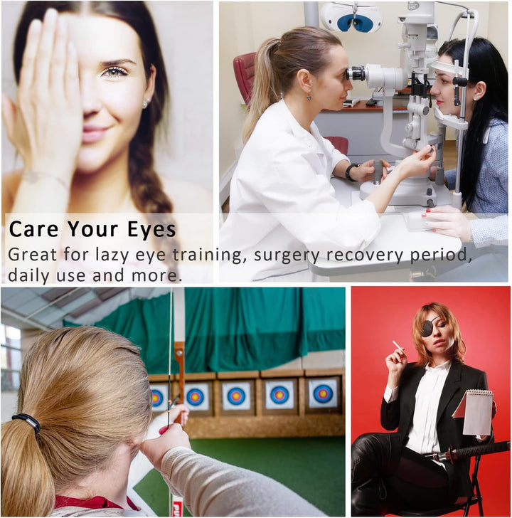 2PCS Eye Patch, Adjustable Eye Patches, Medical Eye Patch, Amblyopia Lazy Eye Patches for Left or Right Eyes, Black