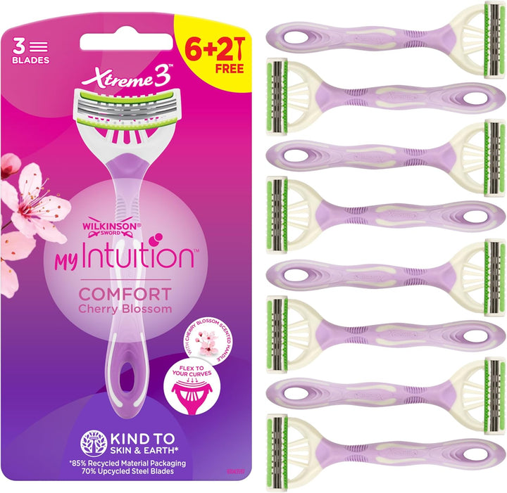 – Intuition Comfort Xtreme for Women | Disposable Razors | Flexible Blades | Hydrating Aloe Vera Strips | Pack of 6 Razors + 2 Free