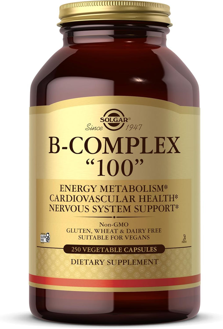 Vitamin B-Complex 50 High Potency - Supports Mental Performance - Reduces Tiredness & Fatigue - Vegan - 100 Vegetable Capsules