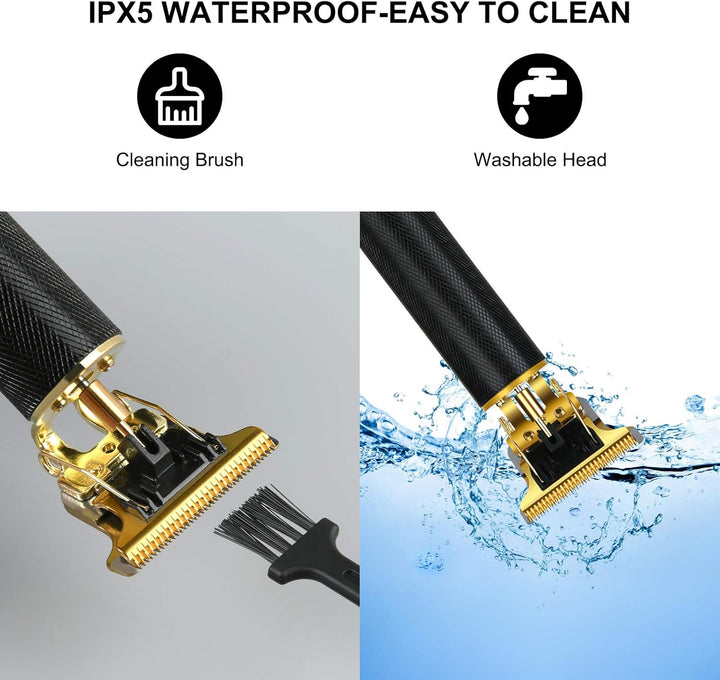 Cordless Hair Clippers for Men - Electric Beard Trimmer Set, Waterproof Detail Beard Shaver, T-Blade Trimmer Grooming Kit with 4 Guide Combs and 2 Hair Combs