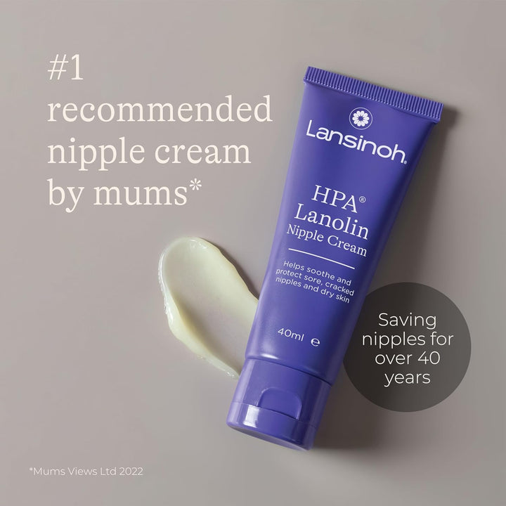 HPA Lanolin Nipple Cream - 40Ml - Sore Nipples Cracked Skin Breast Feeding 100% Natural Hypoallergenic Tasteless & Odourless BPA Bps-Free Breastfeeding Hospital Bag Maternity Essentials
