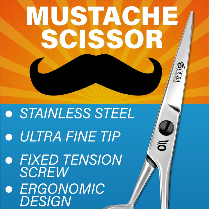 Beard Scissor Professional Moustache Scissors Ear and Nose Hair Trimming Scissors Stainless Steel, Safety Use for Eyebrows