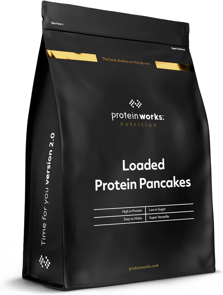 Protein Works - Loaded Protein Pancake Mix | Premium Pancake Mix | High Protein Pancakes | High Protein Breakfast | Low Sugar Snack | 16 Servings | Banana Choc Chip | 1Kg