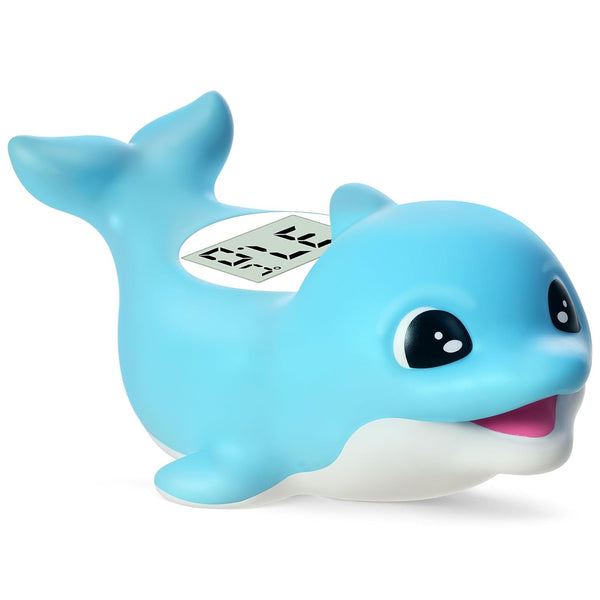 Baby Bath Thermometer – Digital Floating Water Thermometer for Newborn – Accurate Temperature in °C & °F – Blue Dolphin Design