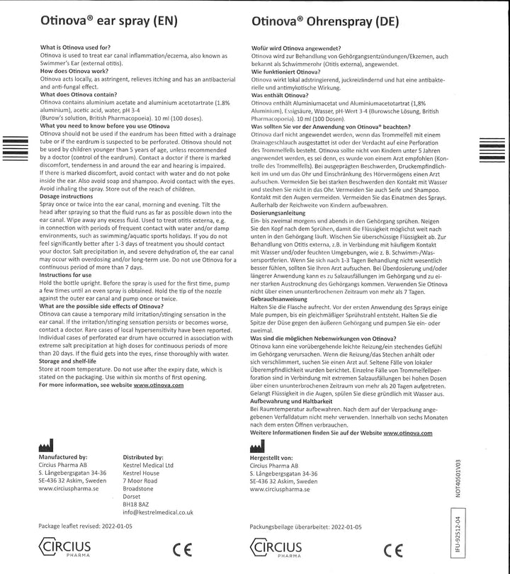 Ear Spray 15 Ml – Fast Acting Formula Designed to Remove Trapped Water and Relieve the Symptoms of Swimmers Ear.