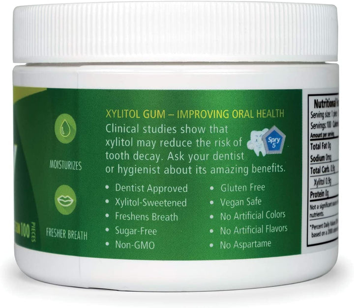 Fresh Natural Xylitol Chewing Gum Dental Defense System - Aspartame-Free, Sugar-Free, Non-Gmo, Gluten-Free (Spearmint, 100 Count - Pack of 1)