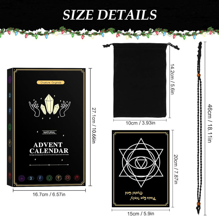 Crystals Advent Calendar 2025 Countdown Christmas Gifts for Women Men Healing Gemstones
