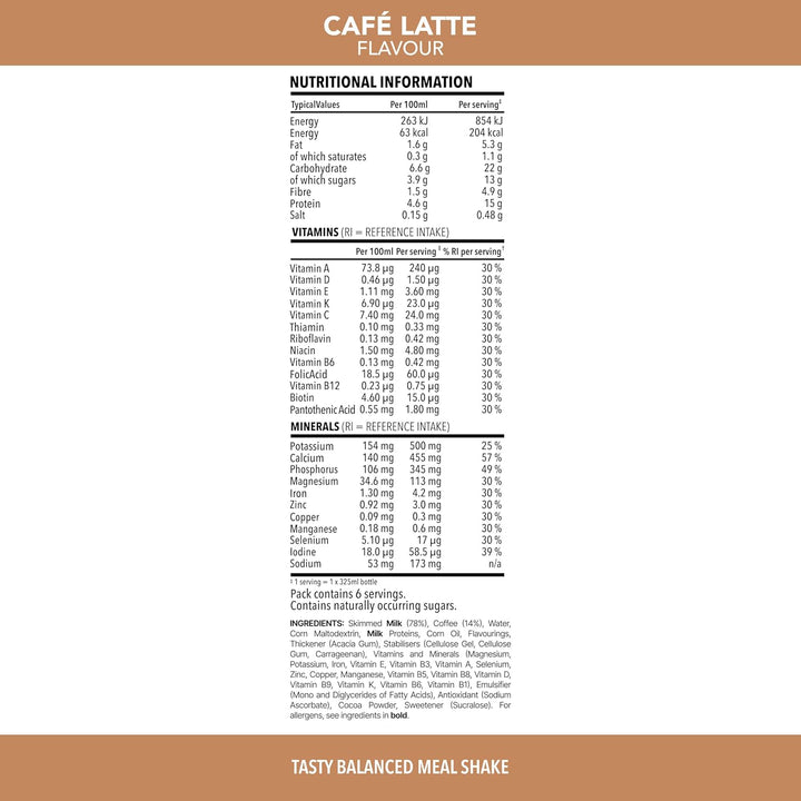 Ready to Drink Cafe Latte Shake, 6 X 325Ml