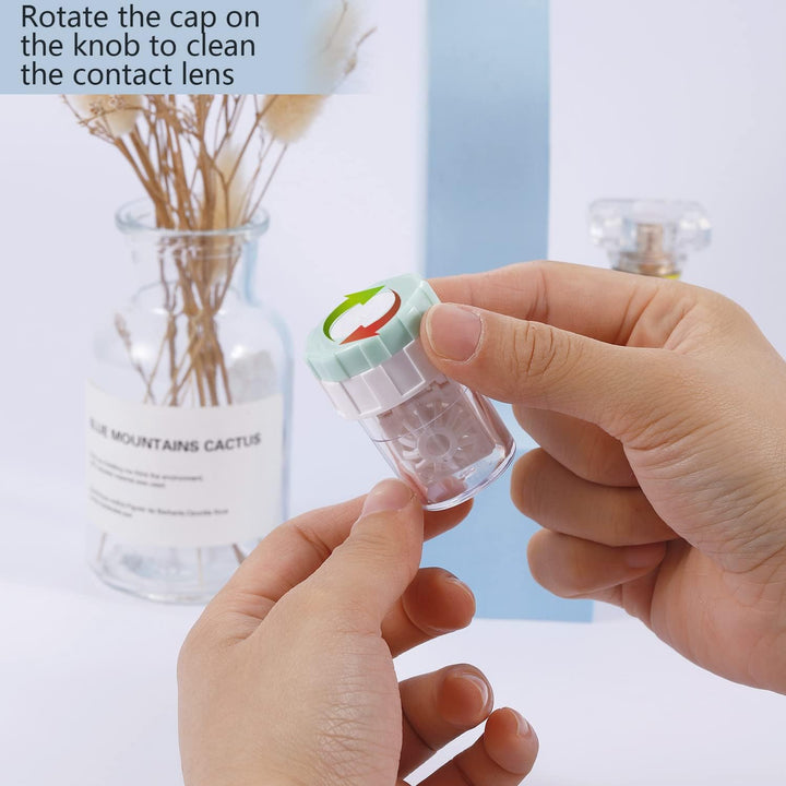 5 Pcs Contact Lens Barrel Cases, Contact Lens Cleaner Contact Washer Manual Rotation Contact Lens Cleaning Container for Eyes Care