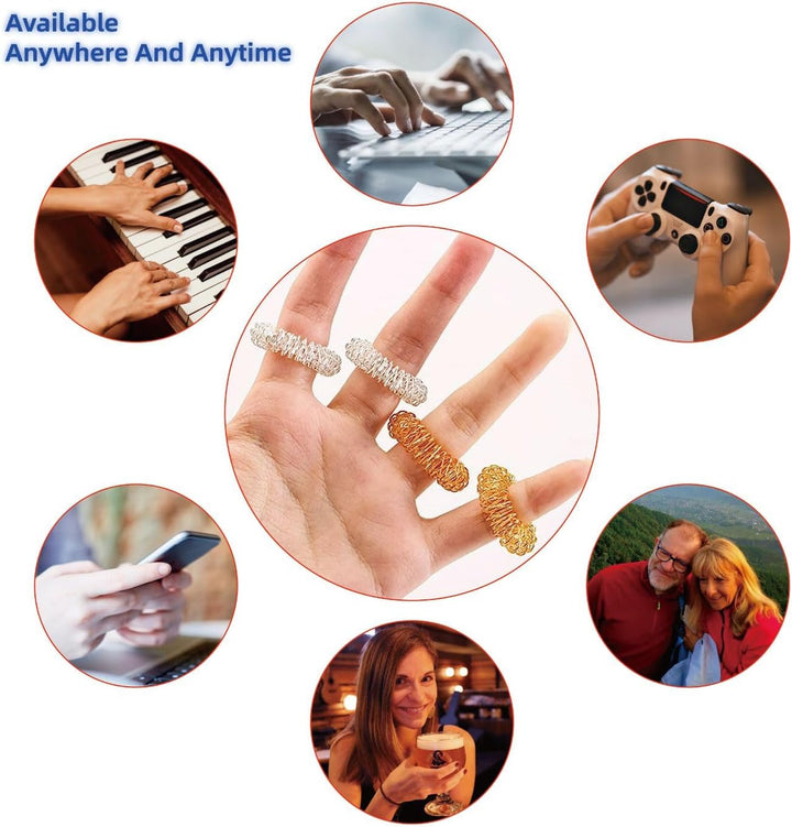 12 PCS Fidget Rings Acupressure Rings Spiky Sensory Finger Rings for Kid Adults, Acupuncture Massage Rings Set for Stress Relief Anxiety Promoting Blood Circulation