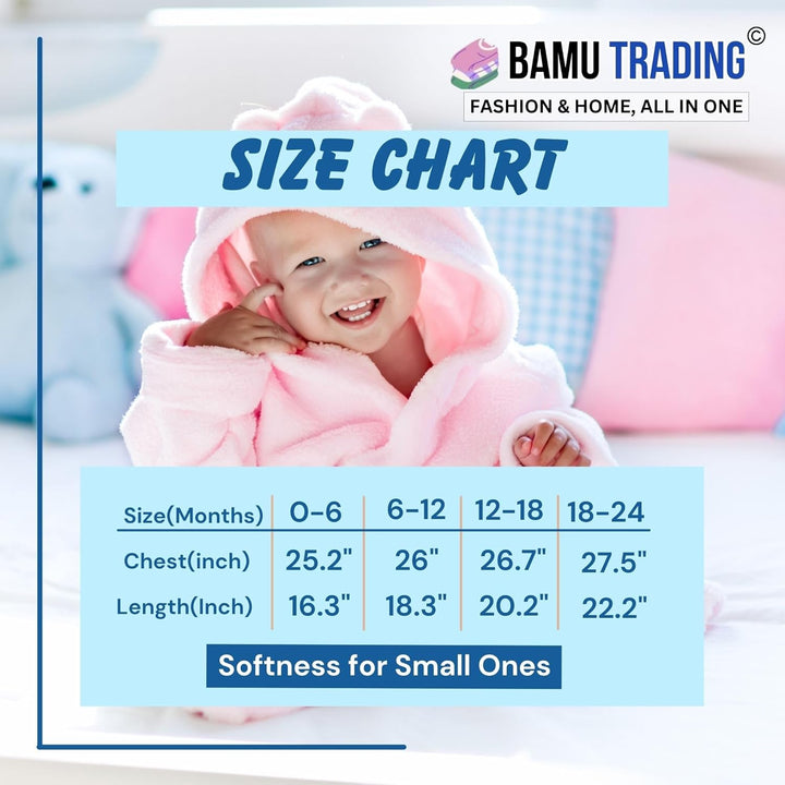 Baby Town Boys Girls Infants Unisex Soft Plush Flannel Fleece Hooded Bath Robe Dressing Gown Sizes 0-24 Months