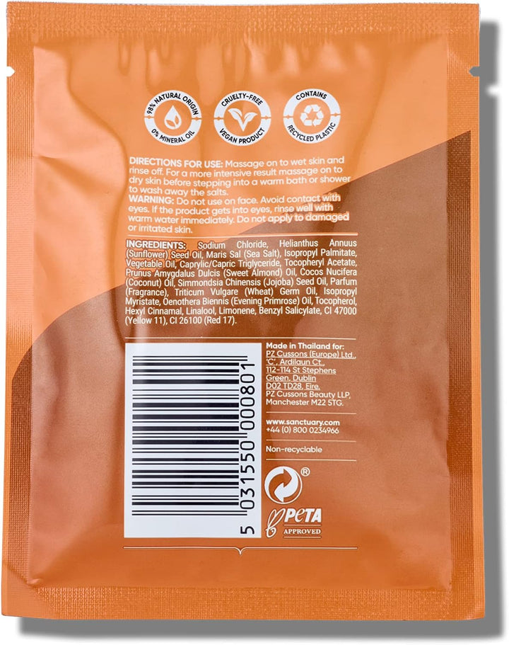 Spa Salt Body Scrub, Natural Sea Salt, Body Exfoliator Vegan and Cruelty Free, 60G Sachet, Orange