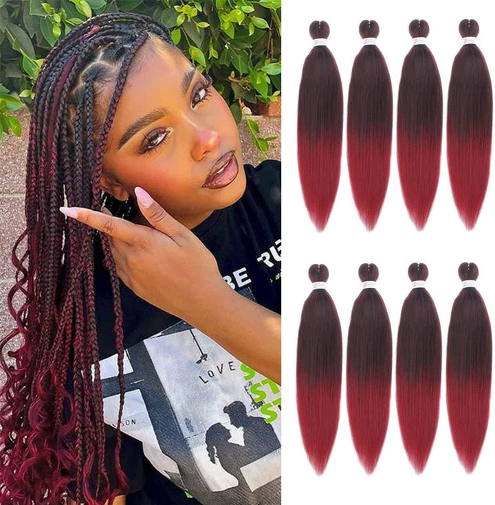 3 Packs Pre Stretched Braiding Hair Extension Yaki Texture EZ Braids Hair for Coi Leray Braids Black Braiding Crochet Hair Extensions /30 Inch 1B#