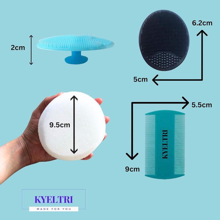 Baby Bath Bundle with Baby Toiletries, Silicone Baby Brushes and Comb for Cradle Cap and Baby Massage with Baby Sponges, Bath Book, Boats and Baby Manicure Set