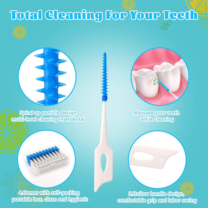 220 Pieces Interdental Brushes, Silicone Dental Brushes Blue Tooth Floss Picks for Braces Oral Cleaning