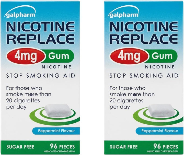 Galpharm Nicotine Replace Lozenges, Sugar-Free Peppermint Flavour, Stop S-M-O-K-I-N-G Aid for Gradual Nicotine Reduction, Step 1 NRT Therapy, 4Mg, (2 Pac)