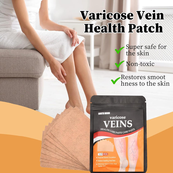 12Pcs Spider Veins Removal for Legs Treatment Patch, Varicose Veins Treatment for Legs, Varicose Veins Patch Relief Leg Pain Strengthen Capillary Health & Improve Blood Circulation