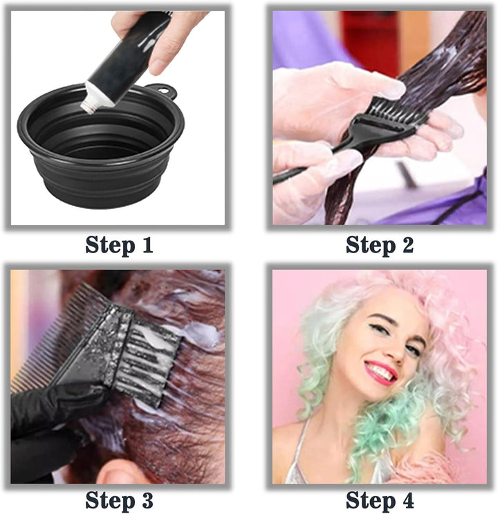 18 Pcs Hair Dye Brush and Bowl Kit,Hair Dying Tools Kit,Diy Beauty Salon Hair Bleaching Tools,Including Mixing Bowl, Ear Cover, Hair Shawl, Gloves, Hair Clips