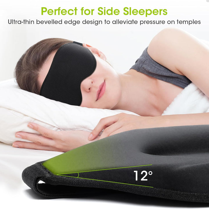 100% Blackout Sleep Mask for Women Men- Perfect Eye Sleeping Mask for Side Sleeper, Zero Eye Pressure, 3D Cutout Eyeball Movement Friendly, Ultra Soft & Comfortable Blindfold for Travel/Nap