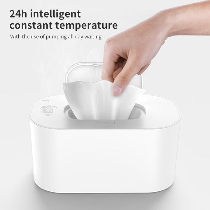 Wipe Warmer, Wet Wipes Heater 24H Intelligent Constant Temperature Baby Wipe Warmer Calentador De Wipes Para Bebes Preheat 4 Wipes for Keep Wipes Fresh (White)