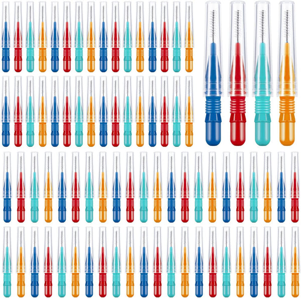 80 Pcs Interdental Brushes, Soft Dental Brushes Dental Brushes Teeth Flossing Brushes Dental Floss Brush for Cleaning Gaps between Teeth (4 Colors)