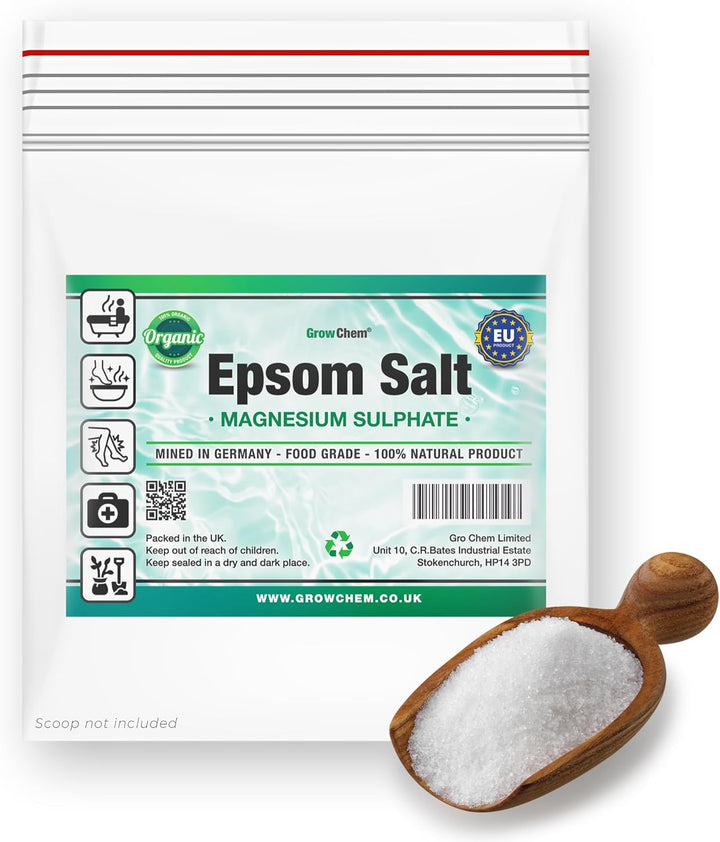Natural Epsom Salts (1KG Bucket) – Pure Food Grade Magnesium Sulphate Mineral, 100% Natural Salts Mined in Germany - for Health, Detoxification, Muscle Relief, Exfoliating & Gardening