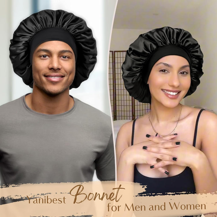 Bonnet for Men Hair Bonnet for Sleeping Double Layer Satin Bonnets for Black Women Curly Hair Sleep Cap