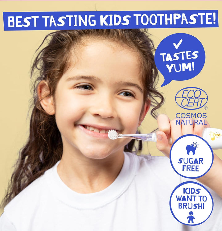 Jack N’ Jill Natural Certified Kids Toothpaste – Fluoride-Free Toddler & Baby Toothpaste with 40% Xylitol, No Sugar, Suitable from 6 Months+, Banana & Strawberry Flavour, Pack of 2 (50G Each)