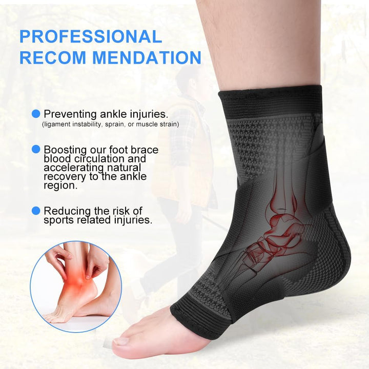 Ankle Brace, 2 Pack Ankle Support for Ligament Damage and Sprained Ankle, Achilles Tendonitis Support, Plantar Fasciitis Support Strap for Heel Pain Relief, Ankle Support Brace for Women & Men