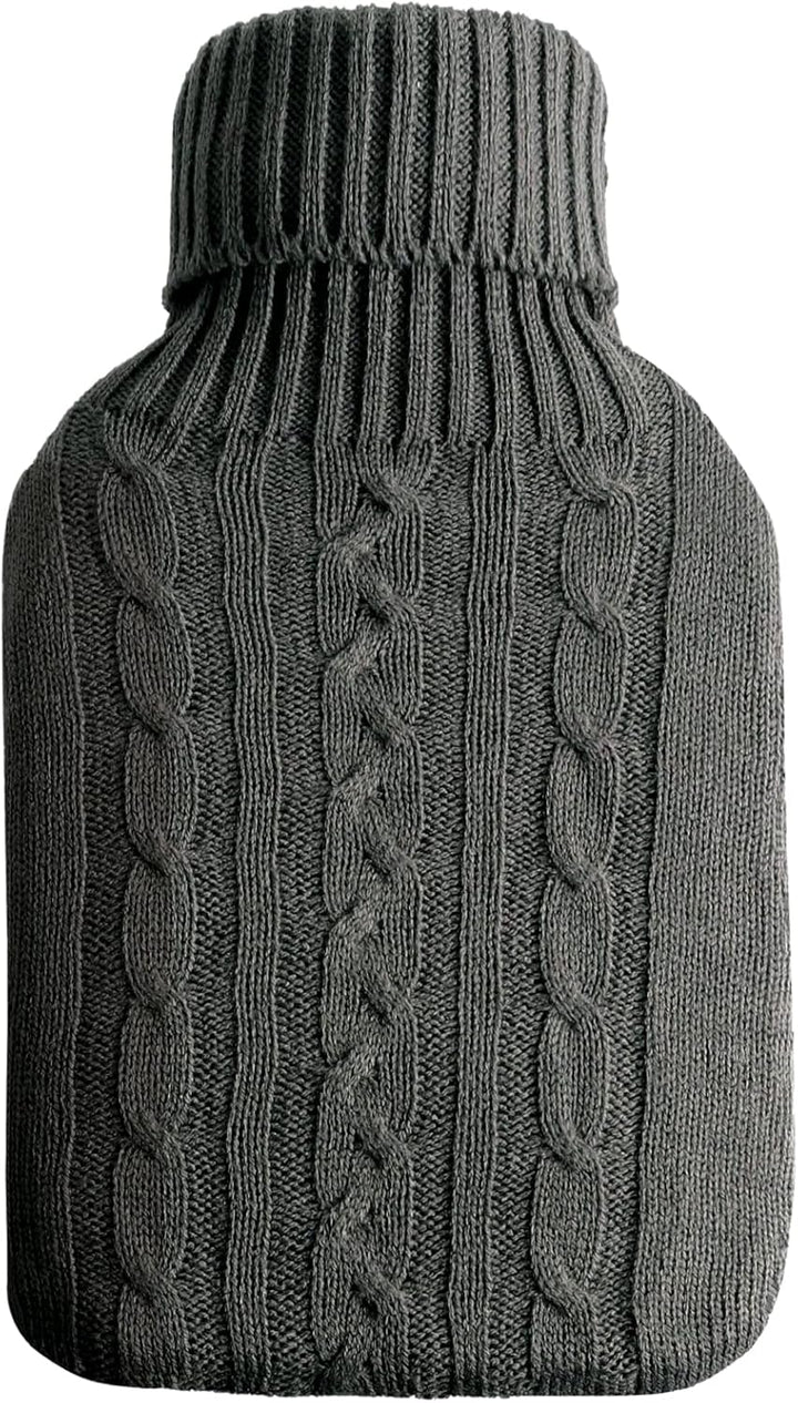Hot Water Bottle Cover Only, Knitted Cover (Cover Only), Grey