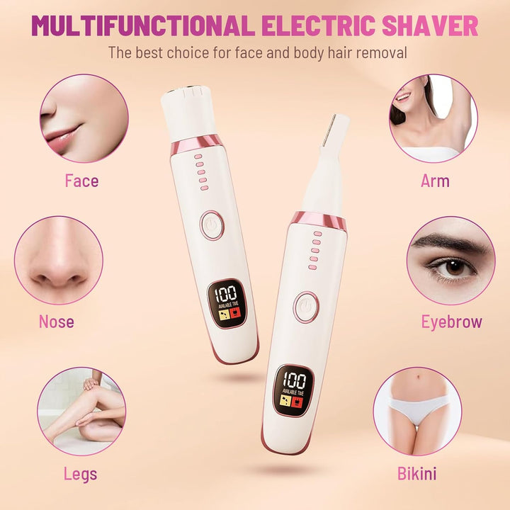 Lady Shaver for Women,Cordless 5 in 1 Electric Shaver for Women, Bikini Trimmer/Pubic Hair/Underarm Razor/Nose/Facial/Eyebrow Remover,Rechargeable Painless Razors Electric for Ladies
