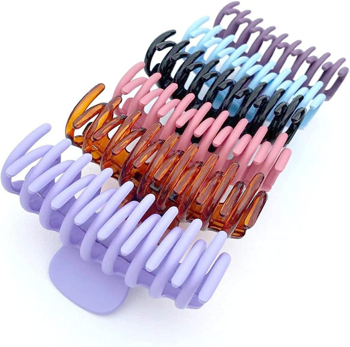 9Cm Hair Clips Women Girls Hair Claw Clips Non-Slip Grip Strong Hold Brown/Black Hair Clips for Fine Hair Shiny Sectioning Styling Clips 2PCS Claws Set