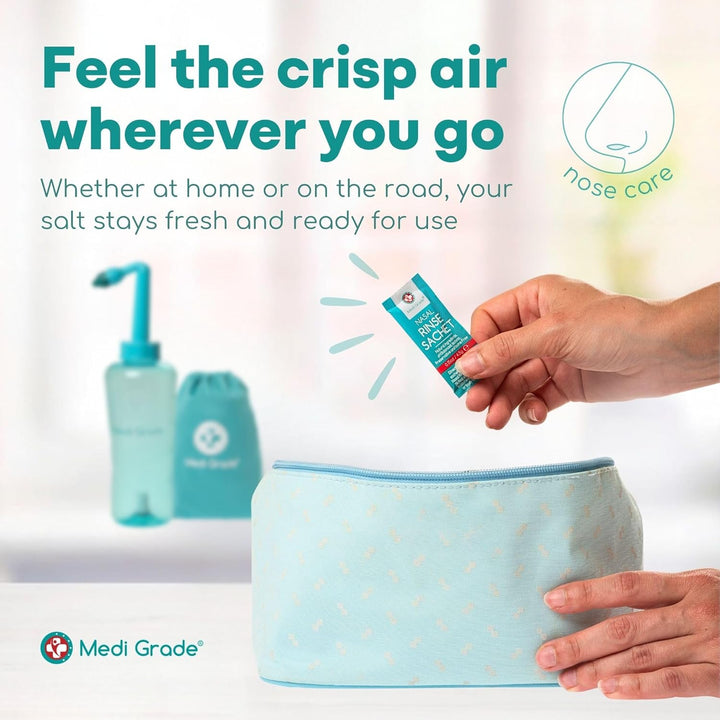 Saline Nasal Rinse Salt Sachets for Nasal Irrigation 50 Sachets X 4.5G -All Natural, Isotonic and Ph Balanced for Clear Nasal Passages and Improved Breathing