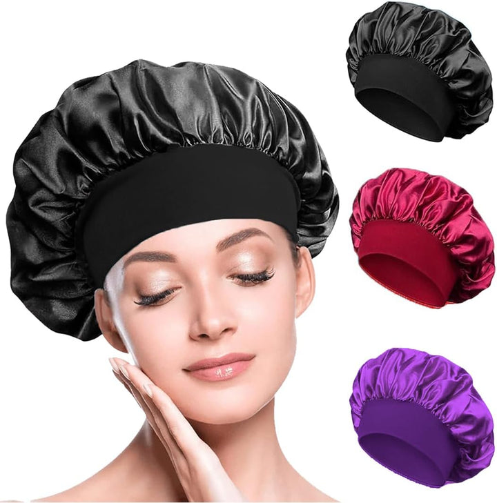 Satin Bonnet, Silk Bonnet for Sleeping, Night Hair Sleeping Caps with Wide Elastic Band, Satin Cap Is Suitable for Long and Curly Hair
