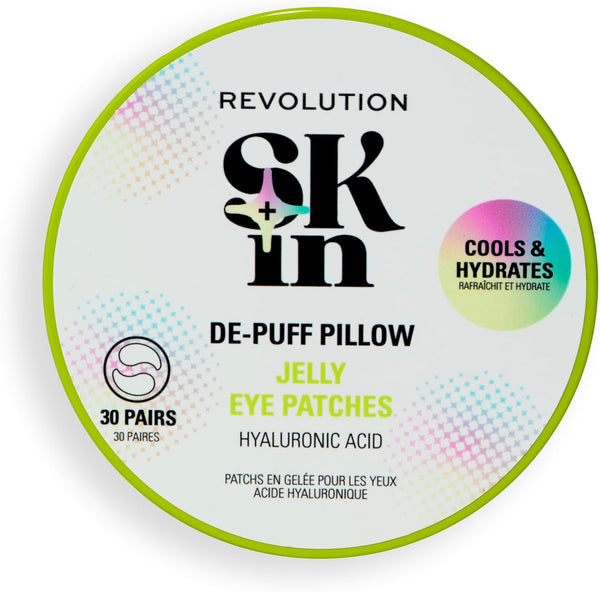Revolution Skin, De-Puff Pillow Hyaluronic Acid Jelly Eye Patches, Hydrogel Patches, Cools & Hydrates Under-Eyes, Vegan & Cruelty-Free, 30 Pairs