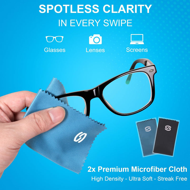 Lens Cleaning Kit – 180 Pre-Moistened Wipes & 2 Ultra-Soft Microfiber Cloths, Individually Wrapped, Streak-Free & Scratch-Free, Safe for Eyeglasses, Screens & Camera Lenses