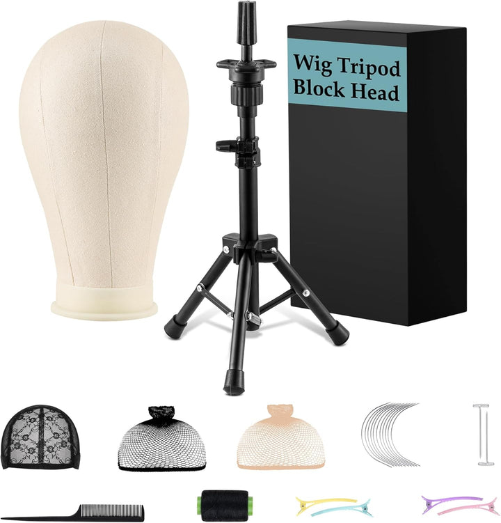 Wig Stand Mannequin Head Stand,Wig Tripod Height Adjustment(90-137Cm) for Mannequin Head,Manikin Head,Canvas Foam Head,Hair Doll Head,For Wigs,Training and Hairdressing with Carry Bag