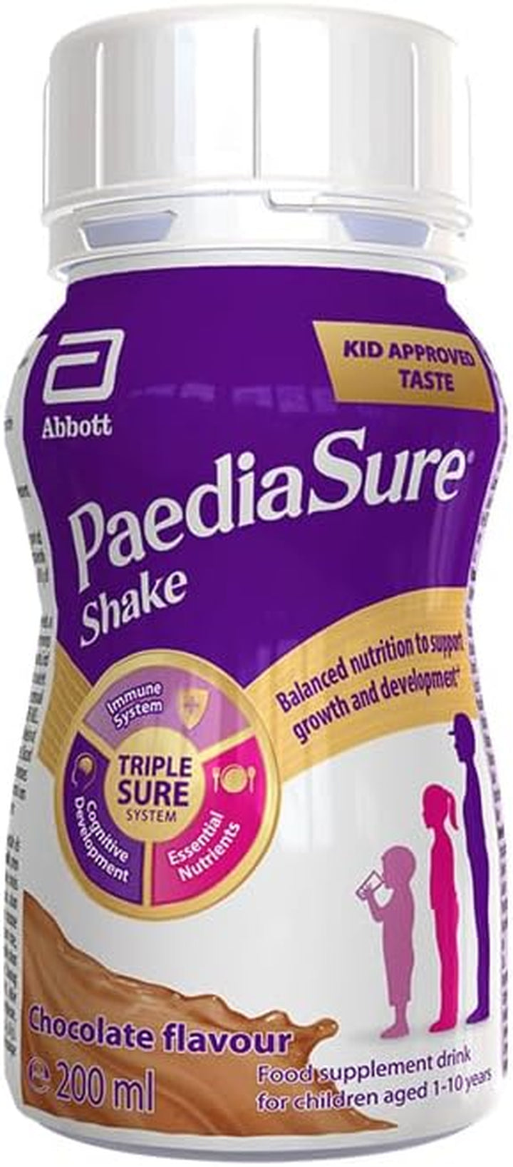 Ready-To-Drink Bottles, 4 X 200Ml, Chocolate Flavour, Supplement for Kids with 26 Vitamins and Minerals, Vitamin D, Iron and Protein, Supports Kids’ Healthy Growth and Immunity