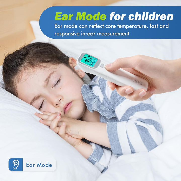 Ear Thermometer for Kids, Baby Thermometer with Forehead and Ear Mode for Adults, Infant, Kids and Toddler, Touchless and 1 Second Reading with Fever Alarm and Mute Function