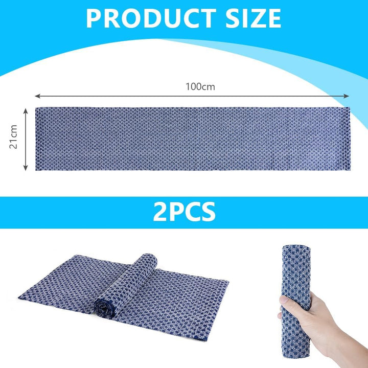 2 Pcs Long Exfoliating Washcloth, Extra Long Exfoliating Body Towel, Deep Exfoliating Towel Natural Body Exfoliator Bath Scrub Loofah, Cleaning Dirt and Dead Skin for Men Women (Black+Blue Grid)