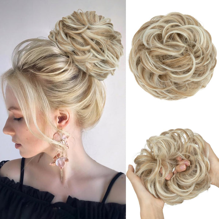 Messy Bun Hair Piece for Womens Synthetic Scrunchies Buns Extension Hairpieces Updo Pony Tail Dirty Blonde