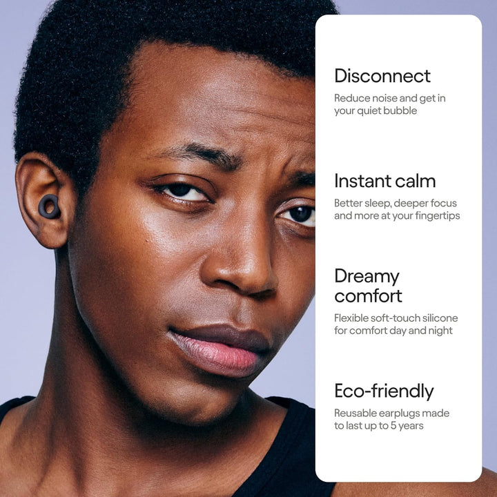 Quiet 2 Ear Plugs – Ultra-Comfy Reusable Noise-Reducing Earplugs for Sleep, Deep Focus, Travel, Noise Sensitivity | Flexible Hearing Protection | Customizable Fit | 24Db (SNR) Noise Reduction