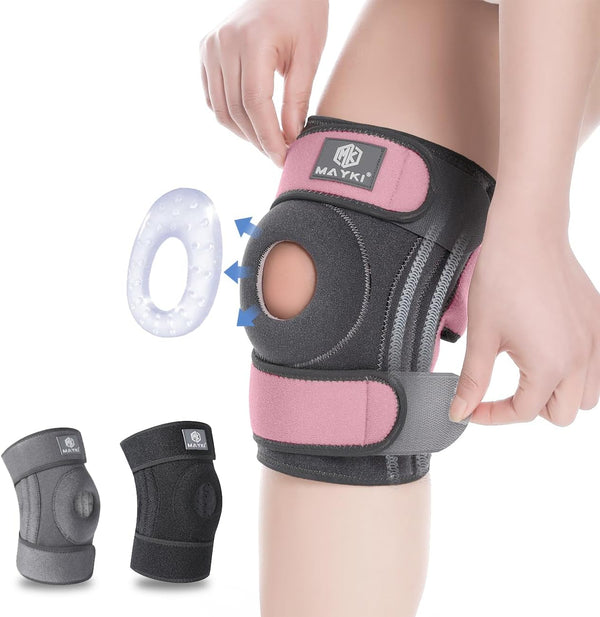 Knee Brace with Patella Gel Pad for Women 1 PCS, Adjustable Breathable Knee Supports for Arthritis/Ligament Damage, Running/Weight Lifting