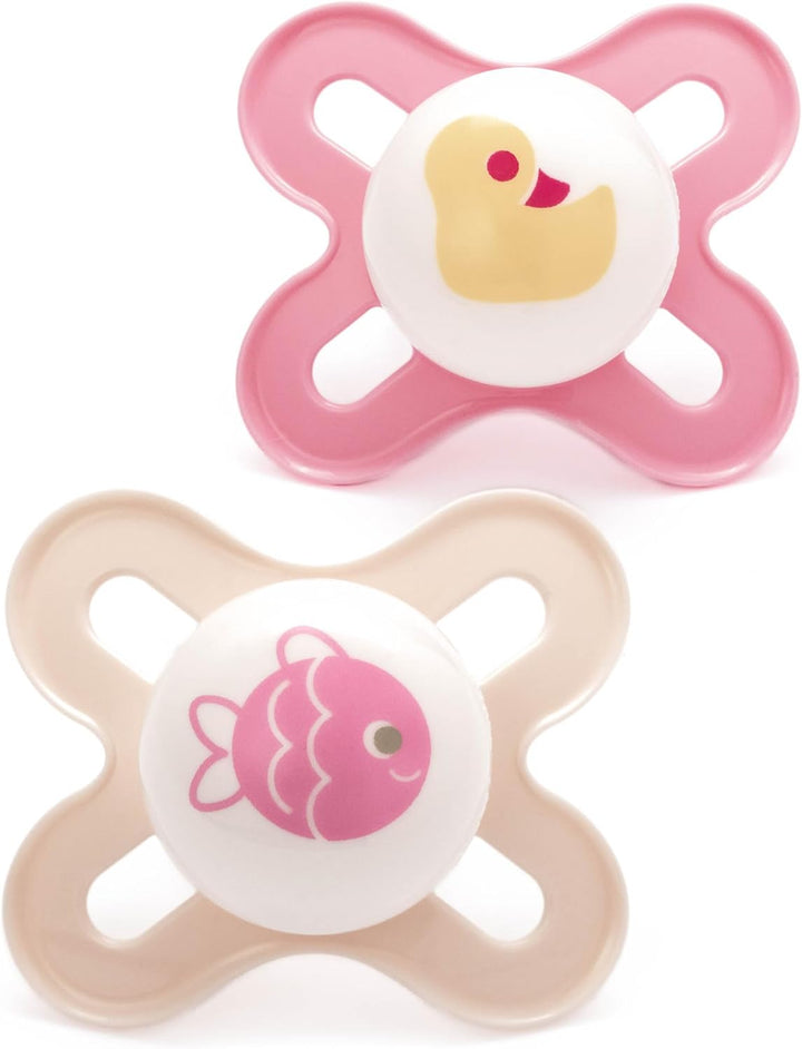 Original Start Soothers | 0-2 Months | 2 Pack | Newborn Dummies | Comes in Dummy Steriliser Case | Sustainable Materials | Baby Accessories for Newborn | Cream (Various Designs)